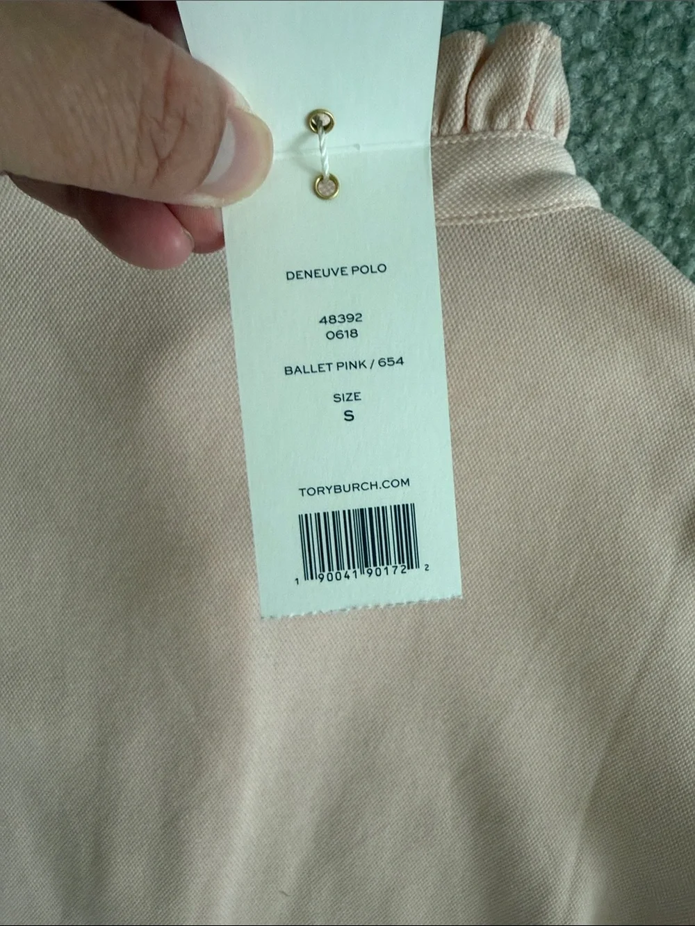 Tory Burch Deneuve polo ballet Light Pink Ruffle-Placket Short Sleeve Polo small